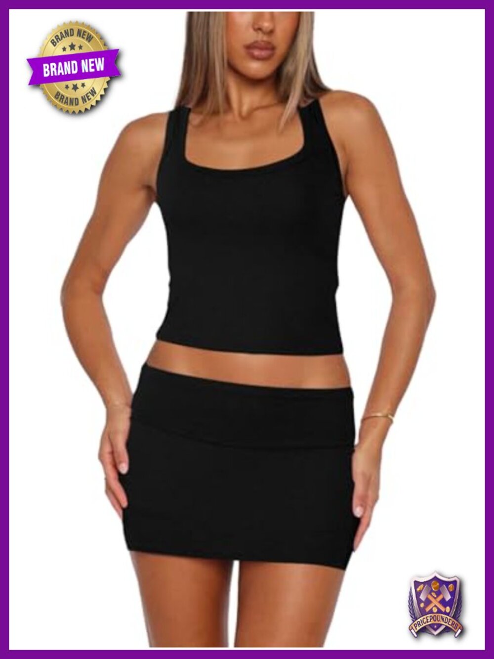 Sleeveless Crop Top Foldover Mini Skort Set Summer Going Out
